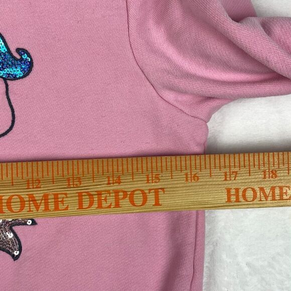 Guess Unicorn Sweater Girls Medium Pink Crewneck Pullover Sequin Casual - Picture 8 of 10